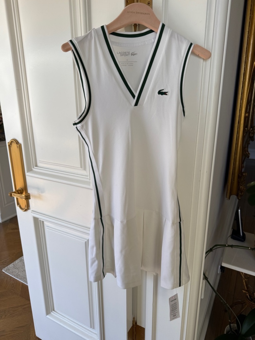 Lacoste White Tennis Dress with Green Trim and Shorts